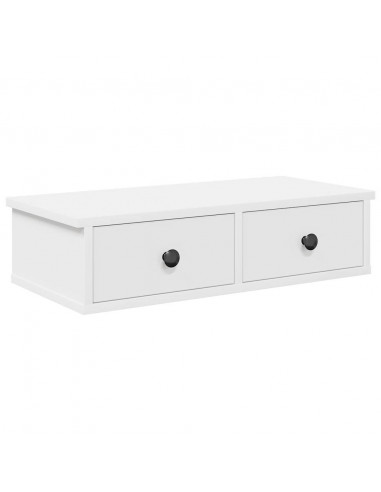 Scaffale a Parete con Cassetti Bianco 60x25x15 cm in Truciolato