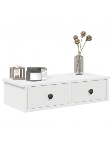 Scaffale a Parete con Cassetti Bianco 60x25x15 cm in Truciolato