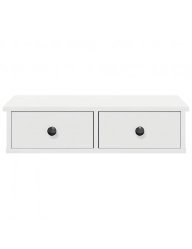 Scaffale a Parete con Cassetti Bianco 60x25x15 cm in Truciolato