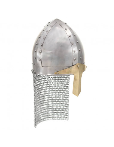 Elmo da Cavaliere Crociato Antico Replica LARP Argento