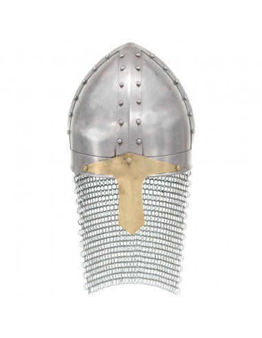 Elmo da Cavaliere Crociato Antico Replica LARP Argento