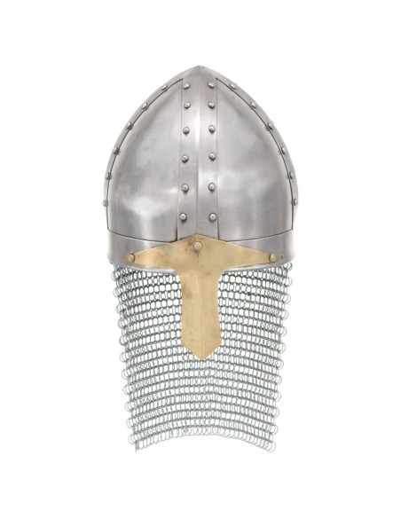 Elmo da Cavaliere Crociato Antico Replica LARP Argento