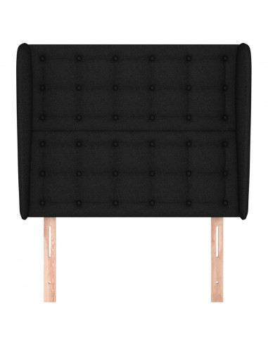 Testiera ad Orecchio Nera 83x23x118/128 cm in Tessuto