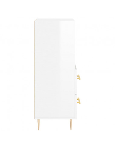 Credenza Bianco Lucido 34,5x34x90 cm in Legno Multistrato