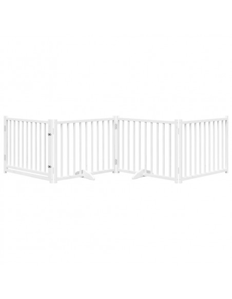 Cancello Cani Pieghevole Bianco 4 Pannelli 320cm Massello Abete