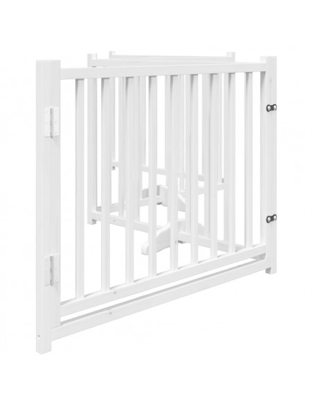 Cancello Cani Pieghevole Bianco 4 Pannelli 320cm Massello Abete
