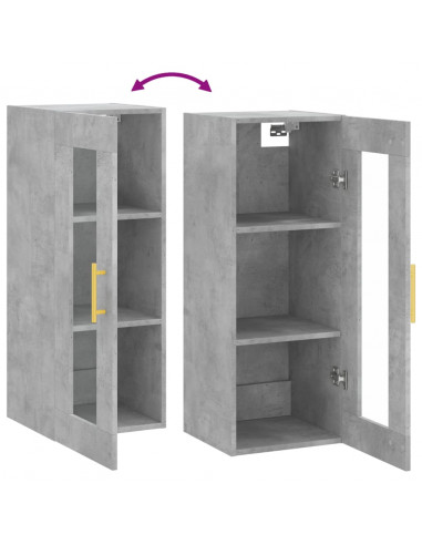 Mobile a Parete Grigio Cemento 34,5x34x90 cm