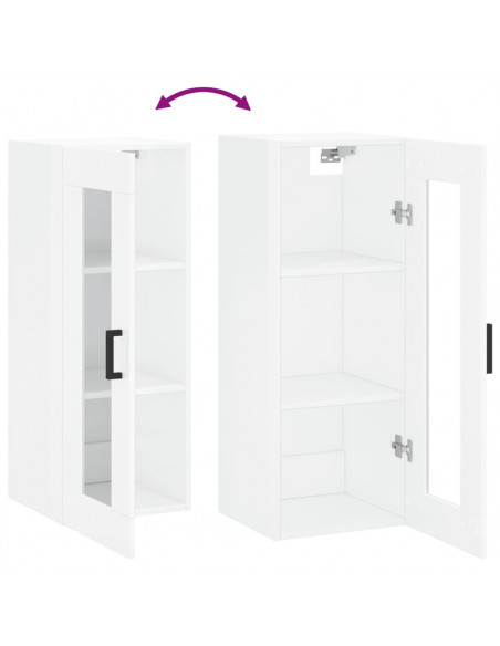 Mobile a Parete Bianco Lucido 34,5x34x90 cm