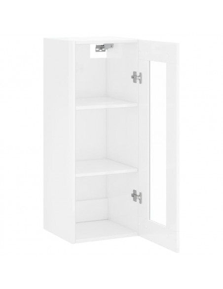 Mobile a Parete Bianco Lucido 34,5x34x90 cm