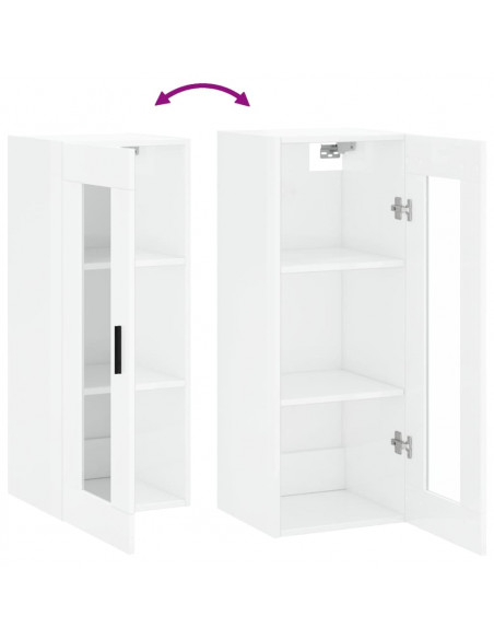 Mobile a Parete Bianco Lucido 34,5x34x90 cm
