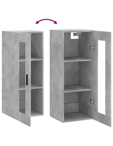 Mobile a Parete Grigio Cemento 34,5x34x90 cm