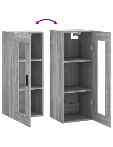 Mobile a Parete Grigio Sonoma 34,5x34x90 cm