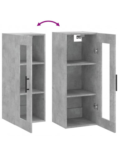 Mobile a Parete Grigio Cemento 34,5x34x90 cm