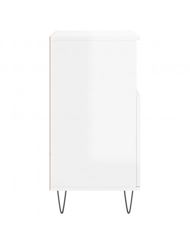 Credenza Bianco Lucido 60x35x70 cm in Legno Multistrato