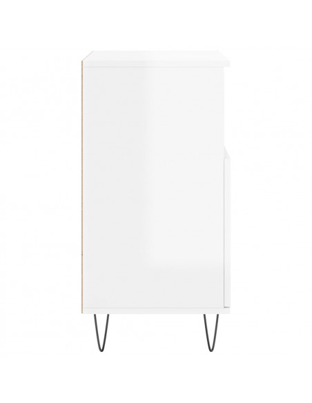 Credenza Bianco Lucido 60x35x70 cm in Legno Multistrato