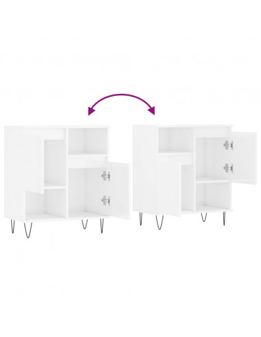Credenza Bianco Lucido 60x35x70 cm in Legno Multistrato
