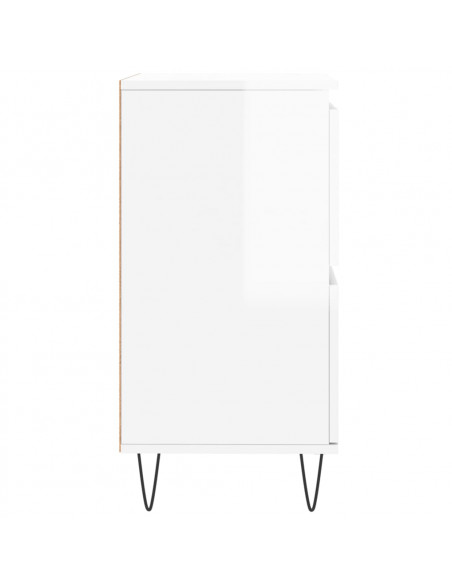 Credenza Bianco Lucido 60x35x70 cm in Legno Multistrato