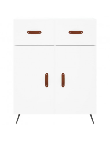 Credenza Bianca 69,5x34x180 cm in Legno Multistrato