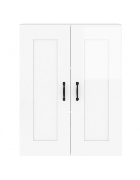 Armadietti a Parete 2 pz Bianco Lucido in Legno Multistrato
