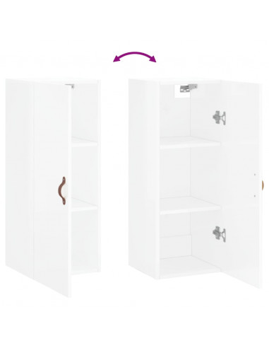 Mobile a Parete Bianco Lucido 34,5x34x90 cm