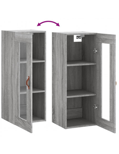 Mobile a Parete Grigio Sonoma 34,5x34x90 cm