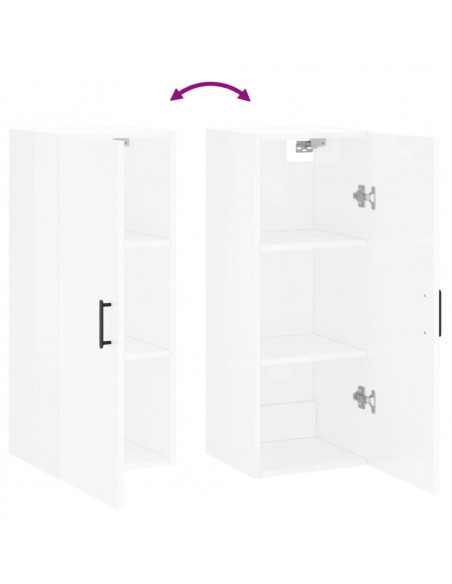 Mobile a Parete Bianco Lucido 34,5x34x90 cm