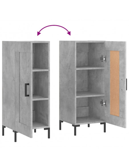 Credenza Grigio Cemento 34,5x34x90 cm in Legno Multistrato