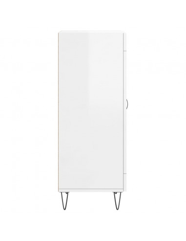 Credenza Bianco Lucido 34,5x34x90 cm in Legno Multistrato