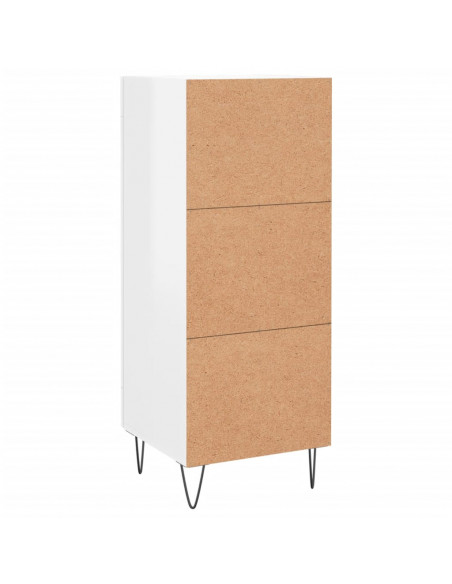 Credenza Bianco Lucido 34,5x34x90 cm in Legno Multistrato