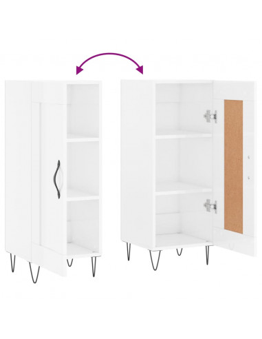 Credenza Bianco Lucido 34,5x34x90 cm in Legno Multistrato