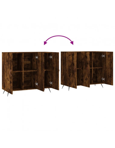 Credenza Rovere Fumo 90x34x80 cm in Legno Multistrato