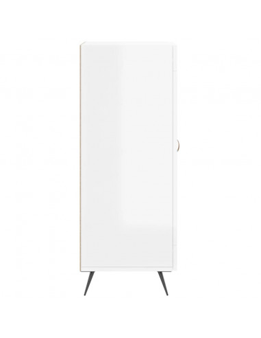 Credenza Bianco Lucido 34,5x34x90 cm in Legno Multistrato