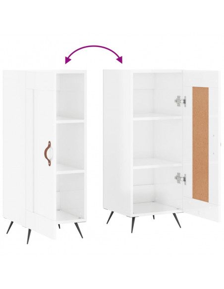 Credenza Bianco Lucido 34,5x34x90 cm in Legno Multistrato