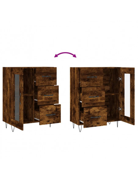Credenza Rovere Fumo 69,5x34x90 cm in Legno Multistrato