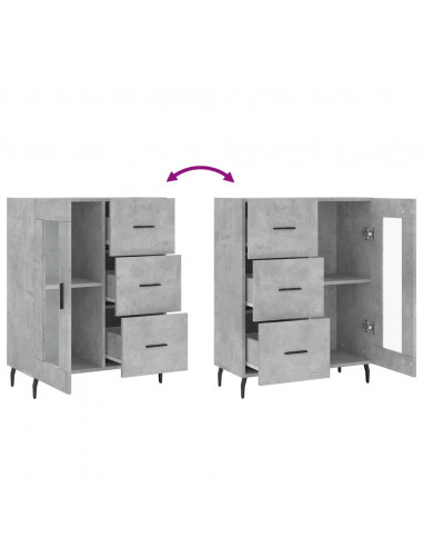 Credenza Grigio Cemento 69,5x34x90 cm in Legno Multistrato