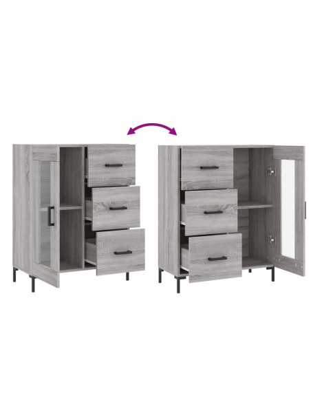 Credenza Grigio Sonoma 69,5x34x90 cm in Legno Multistrato