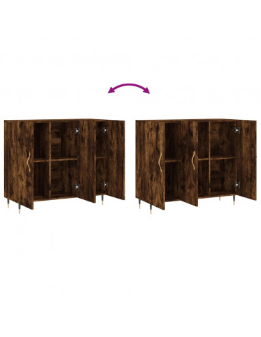 Credenza Rovere Fumo 90x34x80 cm in Legno Multistrato