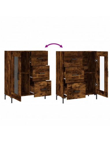 Credenza Rovere Fumo 69,5x34x90 cm in Legno Multistrato