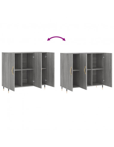 Credenza Grigio Sonoma 90x34x80 cm in Legno Multistrato