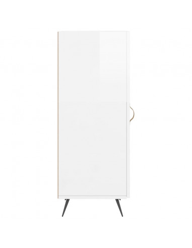 Credenza Bianco Lucido 34,5x34x90 cm in Legno Multistrato