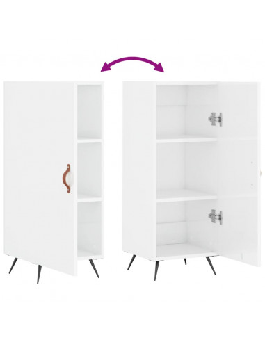 Credenza Bianco Lucido 34,5x34x90 cm in Legno Multistrato