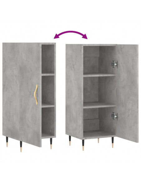 Credenza Grigio Cemento 34,5x34x90 cm in Legno Multistrato