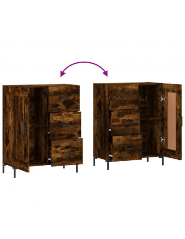 Credenza Rovere Fumo 69,5x34x90 cm in Legno Multistrato