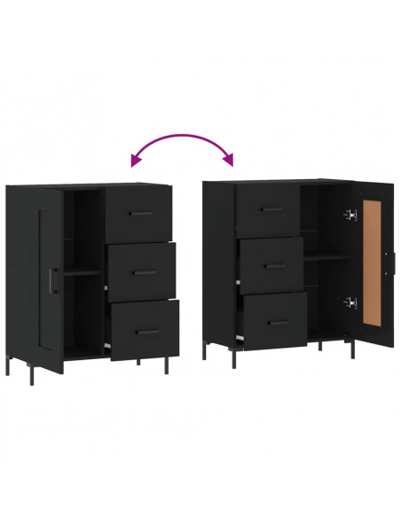 Credenza Nera 69,5x34x90 cm in Legno Multistrato
