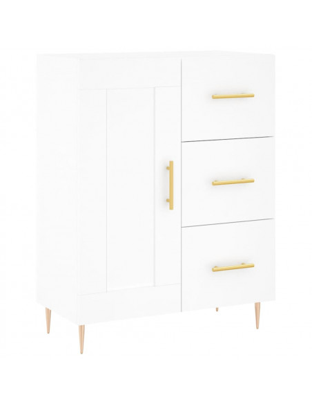 Credenza Bianca 69,5x34x180 cm in Legno Multistrato