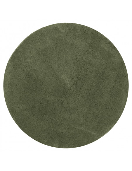 Tappeto Pelo Corto HUARTE Morbido Lavabile Verde Bosco Ø 100 cm