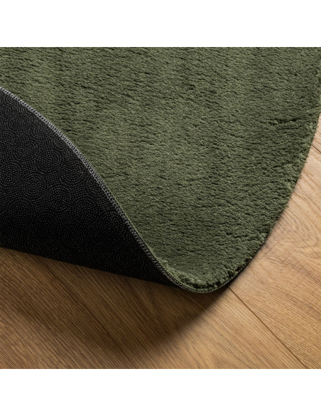 Tappeto Pelo Corto HUARTE Morbido Lavabile Verde Bosco Ø 100 cm