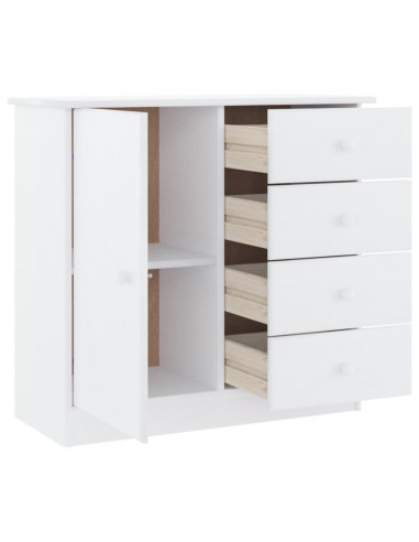 Credenza ALTA Bianca 77x35x73 cm in Legno Massello di Pino