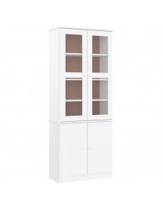 Vetrina ALTA Bianca 77x35x186,5 cm in Legno Massello di Pino 2