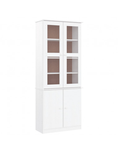 Vetrina ALTA Bianca 77x35x186,5 cm in Legno Massello di Pino